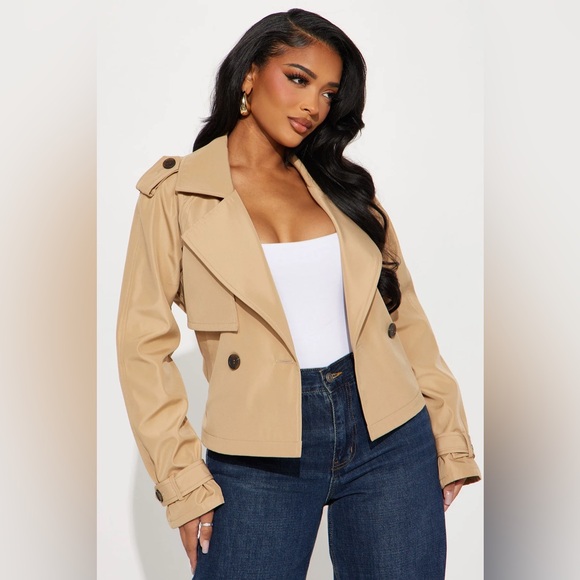 Fashion Nova Simone Cropped Trench - Khaki - Picture 1 of 4